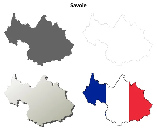Saboya, Ródano-Alpes esquema mapa conjunto — Vector de stock