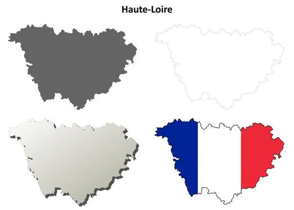 Haute-Loire, Auvernia esquema mapa conjunto — Vector de stock