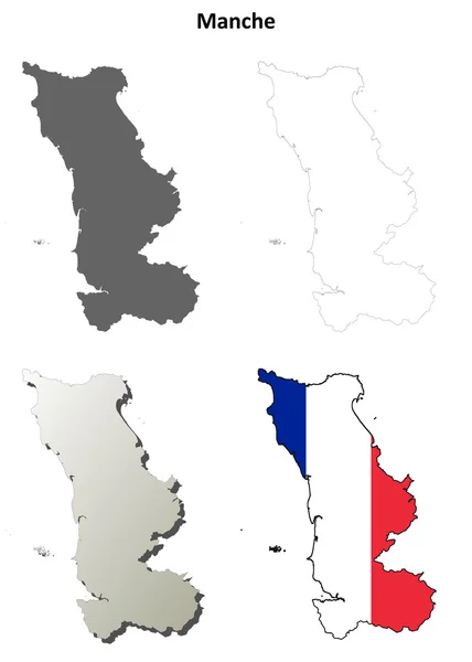 Manche, Dolní Normandie osnovy mapa set — Stockový vektor