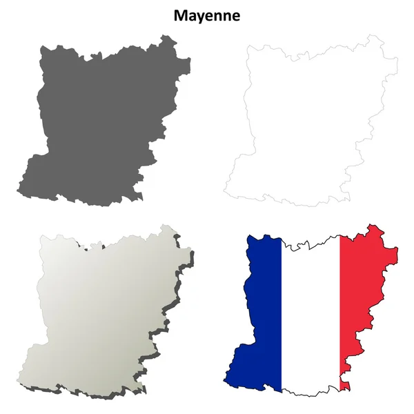 Mayenne, Pays De La Loire-Umriss-Karte-Satz — Stockvektor