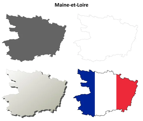 Maine-et-Loire, Conjunto de mapas de esquema de Pays de la Loire — Vector de stock