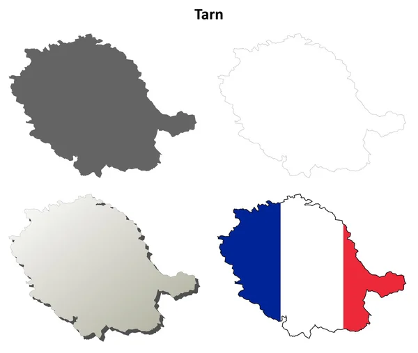 Tarn, Midi-Pirineos esquema mapa conjunto — Vector de stock