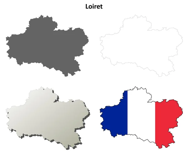 Loiret, Conjunto de mapas de esquema de centro — Vector de stock