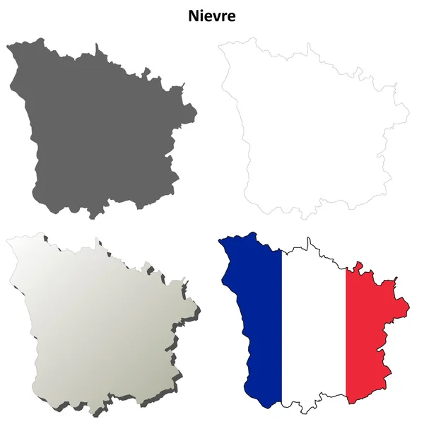 Nievre, Burgundy outline map set — Stock Vector