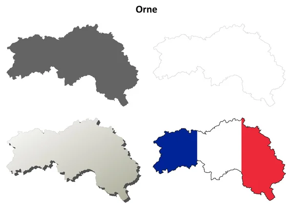 Orne, Baja Normandía esquema mapa conjunto — Vector de stock