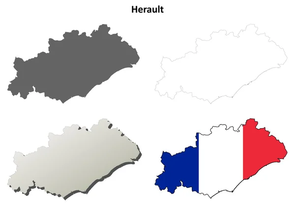 Herault, Languedoc-Rosellón esquema mapa conjunto — Archivo Imágenes Vectoriales