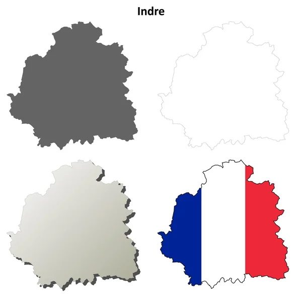 Indre, set di mappe schematiche del Centro — Vettoriale Stock