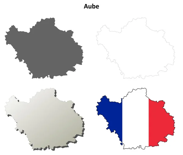 Aube, Champagne-Ardenne esquema mapa conjunto — Vector de stock