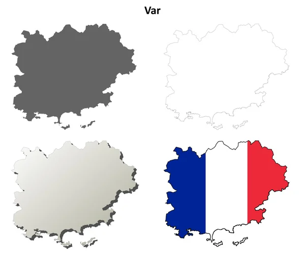 Var, Provence overzicht kaart set — Stockvector