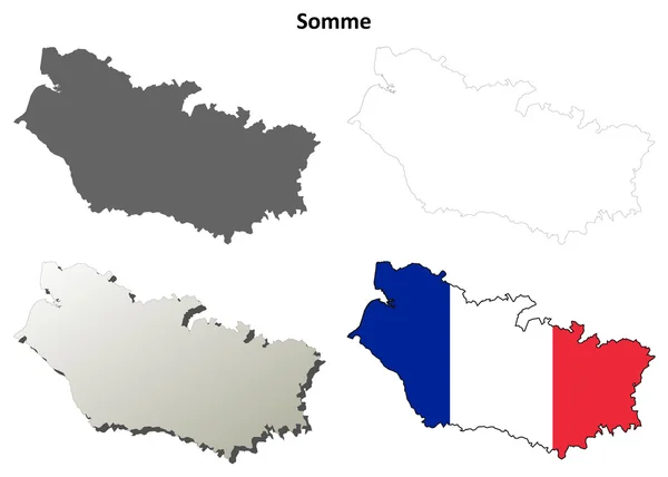 Somme, Picardía esquema mapa conjunto — Archivo Imágenes Vectoriales