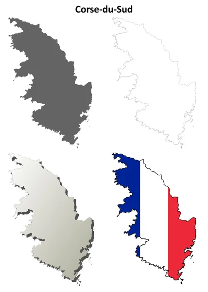 Corse-du-Sud, Córcega esquema mapa conjunto — Archivo Imágenes Vectoriales