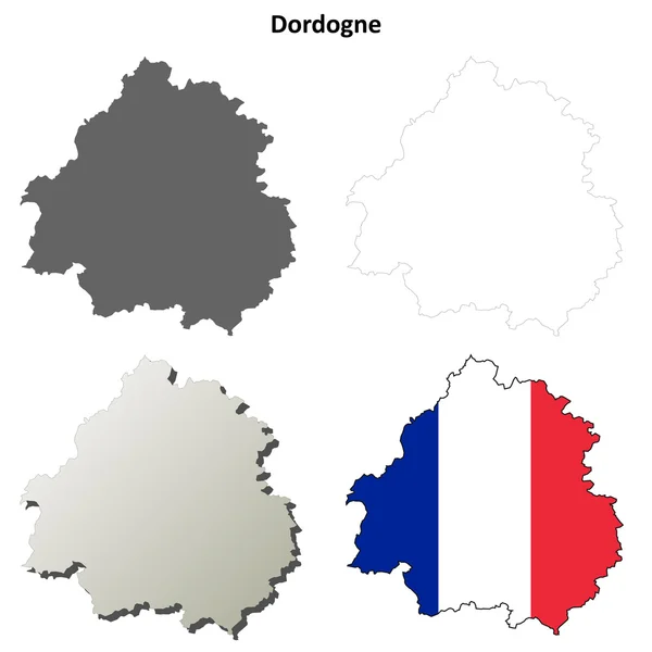 Dordogne, Aquitania esquema mapa conjunto — Archivo Imágenes Vectoriales