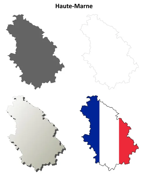 Haute-Marne, Champagne-Ardenne outline map set — Stock Vector