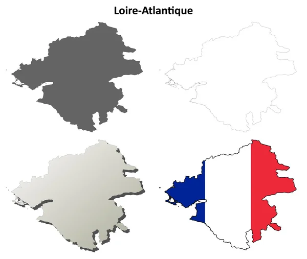 Loire-Atlantique, Loire-mente felvázolja a sor megjelenítése — Stock Vector