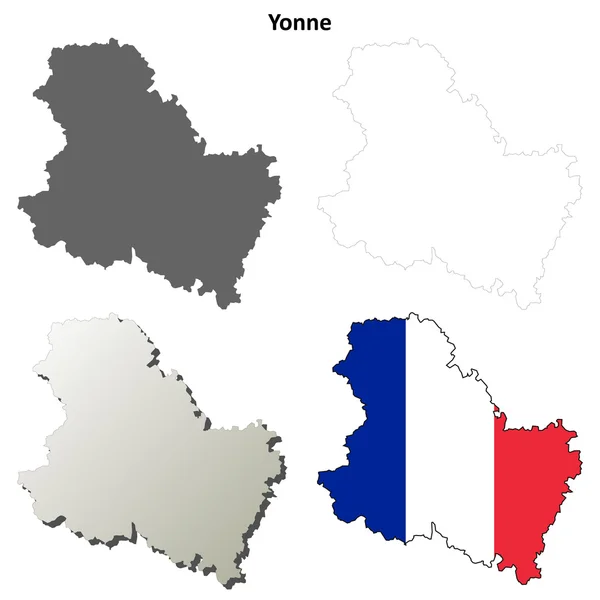 Yonne, burgund kontur mapa zestaw — Wektor stockowy