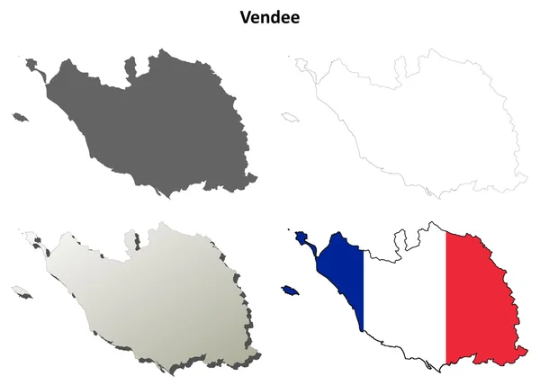 Vendee, Pays de la Loire mappa dettagliata impostata — Vettoriale Stock