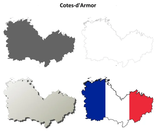 Cotes-dArmor, Brittany esquema mapa conjunto — Vector de stock