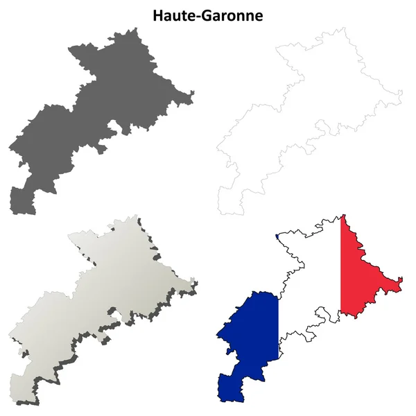 Haute-Garonne, Midi-Pyrenees esquema mapa conjunto — Archivo Imágenes Vectoriales