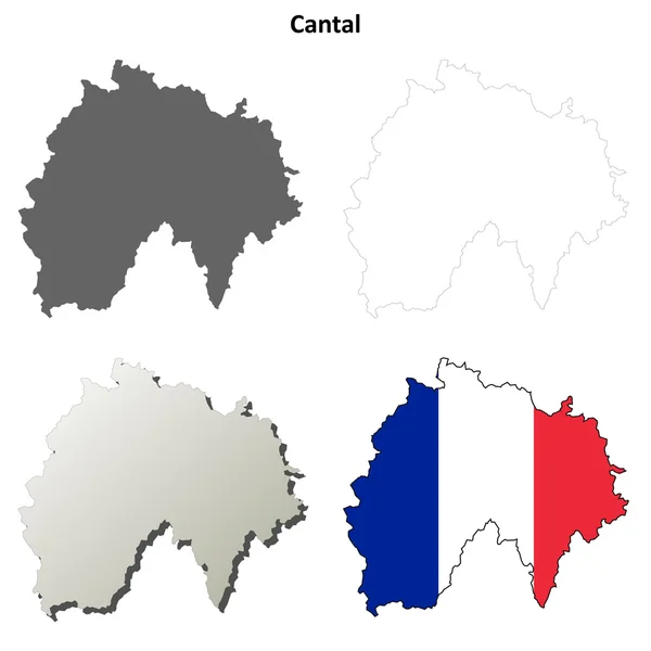 Канталь, Овернь структури карту набір — стоковий вектор