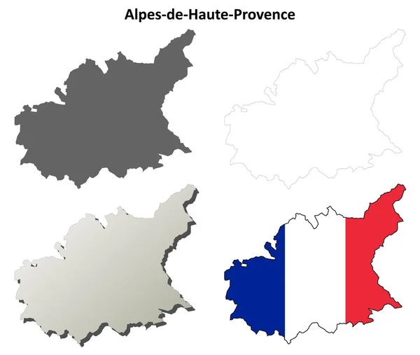Alpes-de-Haute-Provence, Provenza esquema mapa conjunto — Archivo Imágenes Vectoriales
