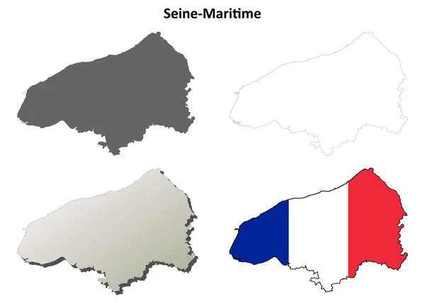 Seine-Maritime, horní Normandie osnovy mapu sada — Stockový vektor