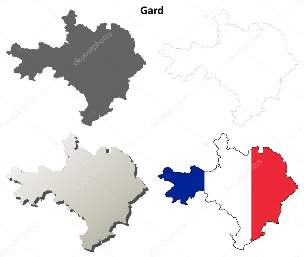 Gard, Languedoc-Roussillon outline map set