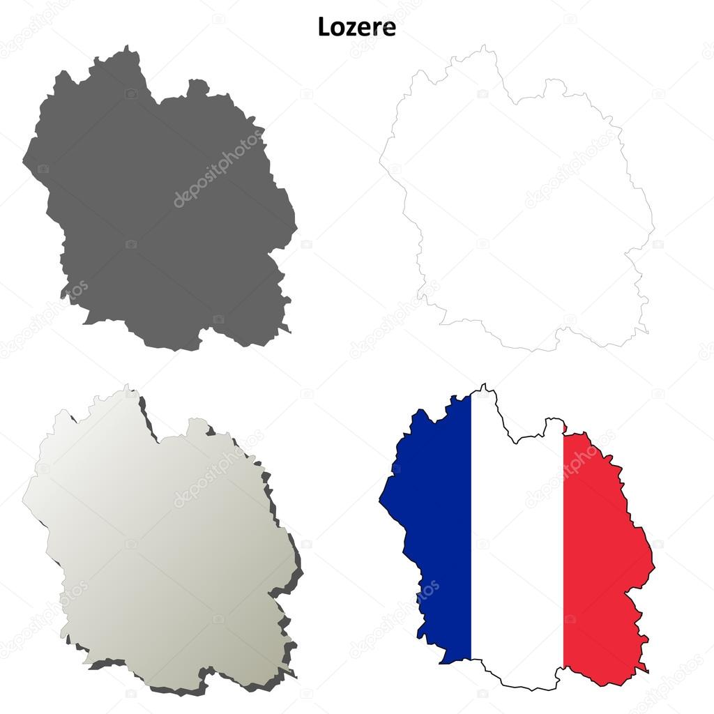 Lozere, Languedoc-Roussillon outline map set
