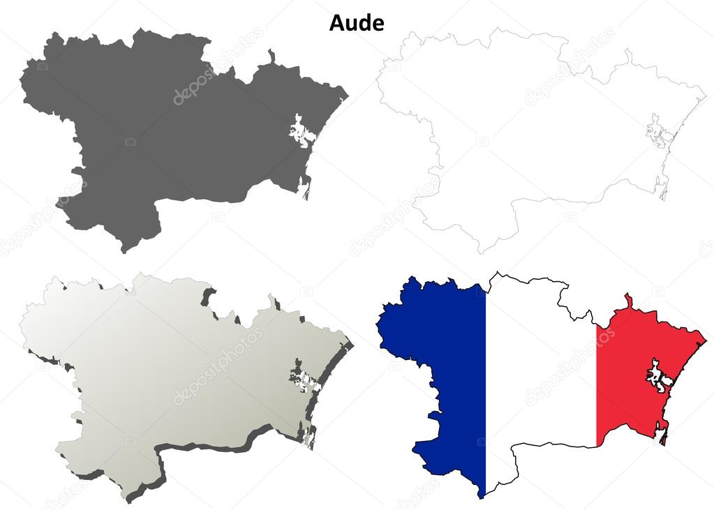 Aude, Languedoc-Roussillon outline map set