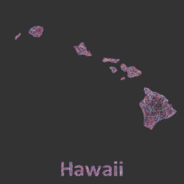 Hawaii Adaları çizgi sanat Haritası