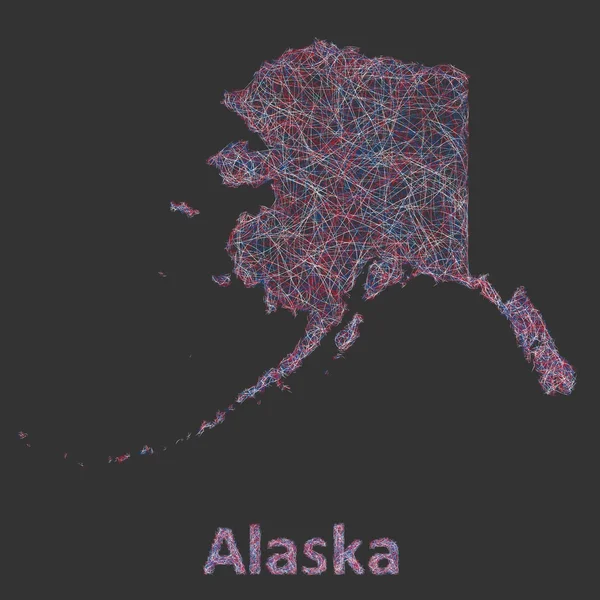 Farbenfrohe Linienkunstkarte des Bundesstaates Alabama — Stockvektor