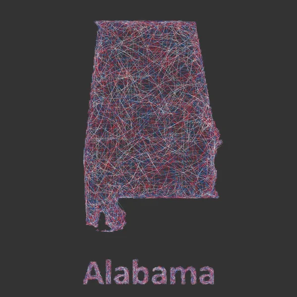 阿拉巴马州七彩线艺术地图 — 图库矢量图片