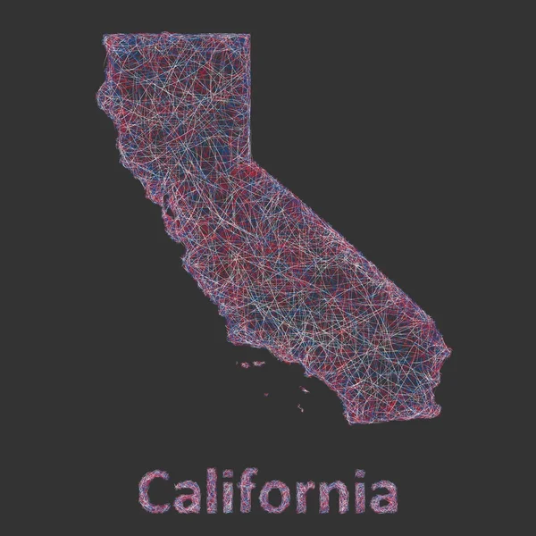 California linii sztuka mapę — Wektor stockowy