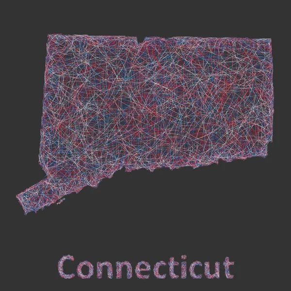 Mapa de arte linha Connecticut — Vetor de Stock