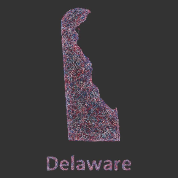Carte graphique Delaware line art — Image vectorielle