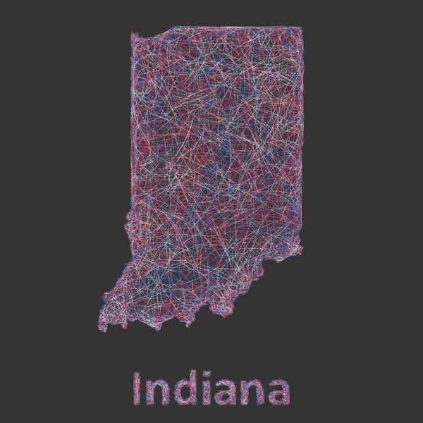 Indiana line umění mapa — Stockový vektor