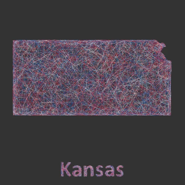 堪萨斯线艺术地图 — 图库矢量图片