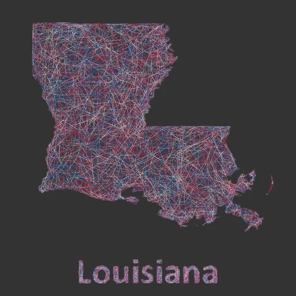 Louisiana line art mappa — Vettoriale Stock