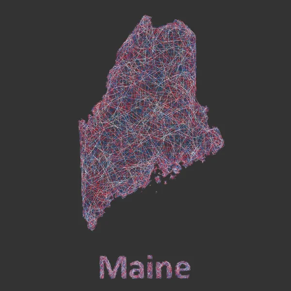 Maine mapa de arte de línea — Vector de stock
