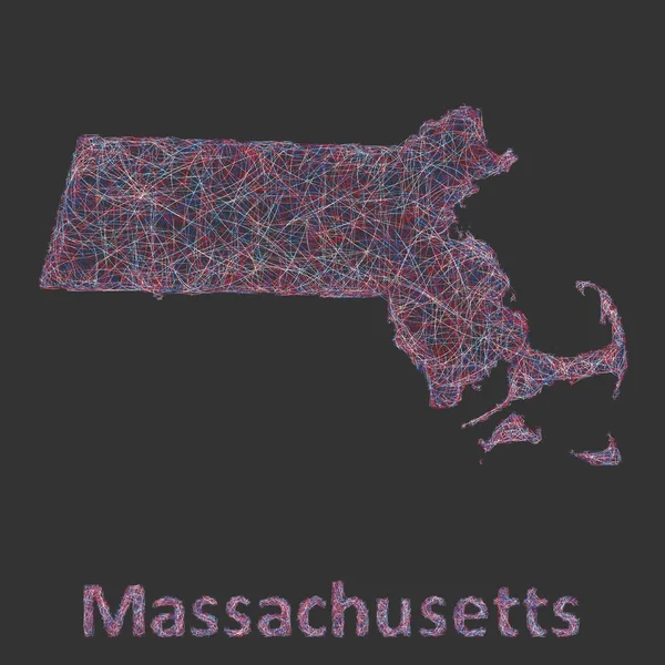 Sitemap von Massachusetts Linie Kunst — Stockvektor