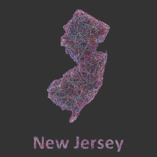 New Jersey çizgi sanat Haritası — Stok Vektör