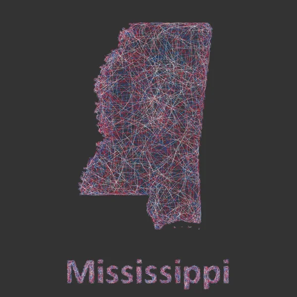 Mississippi line art Térkép — Stock Vector