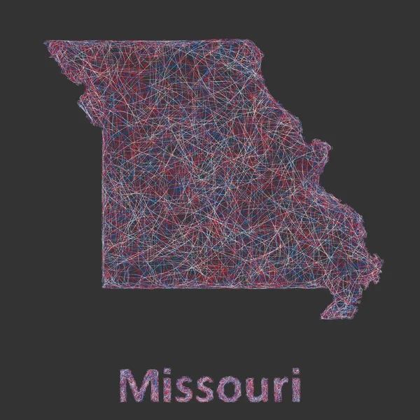 Missouri mapa de arte linha — Vetor de Stock