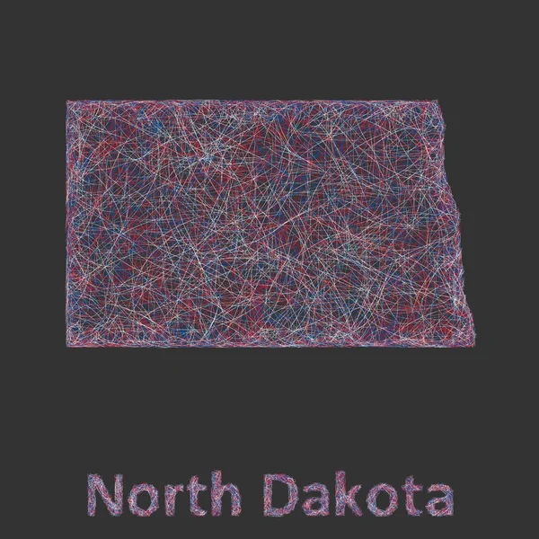 North Dakota konst linjekarta — Stock vektor