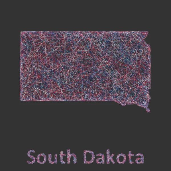 South Dakota konst linjekarta — Stock vektor