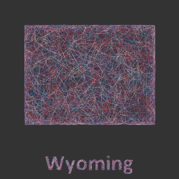 Wyoming linie umění mapa — Stockový vektor
