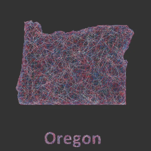 Oregon Linie Kunst Karte — Stockvektor