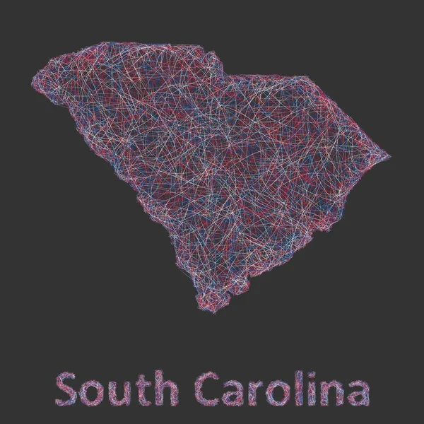 사우스 캐롤라이나 라인 아트 지도 — 스톡 벡터