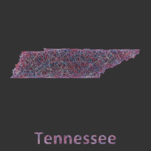 Tennessee line art karta — Stock vektor