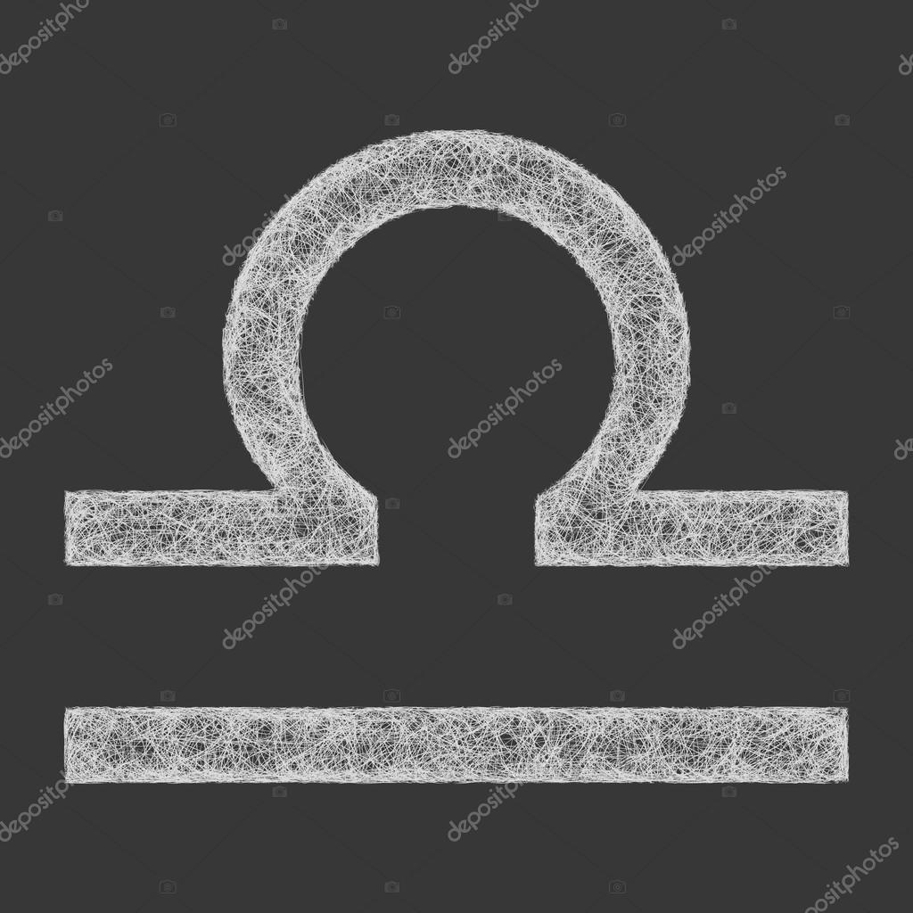 Libra zodiac sign line art design on black background