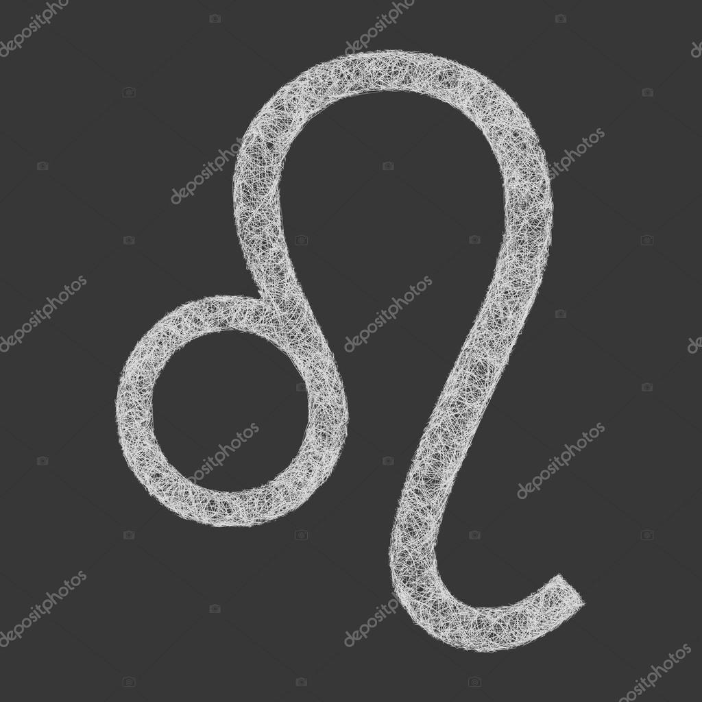 Leo zodiac sign line art design on black background